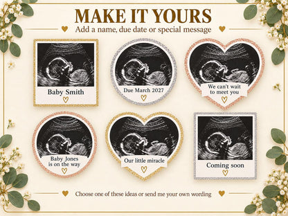 Personalised Baby Scan Cake Topper - Custom Ultrasound Photo for Baby Shower, Pregnancy Announcement & Gender Reveal