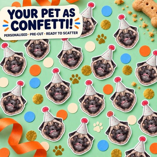 Personalised Pet Face Confetti | Custom Dog, Cat & Animal Photo Table Scatter for Birthdays and Celebrations