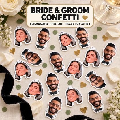 Personalised Wedding Confetti | Custom Bride, Groom, Hen Party & Stag Do Photo Face Table Scatter
