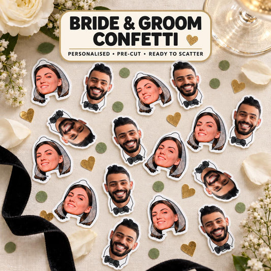 Personalised Wedding Confetti | Custom Bride, Groom, Hen Party & Stag Do Photo Face Table Scatter
