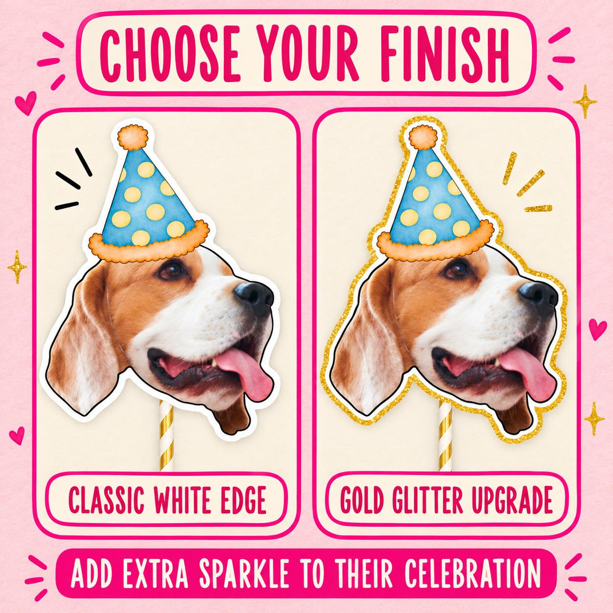 Personalised Pet Birthday Cake Topper, Custom Dog or Cat Photo Face Decoration for Pet Birthday and Gotcha Day Party