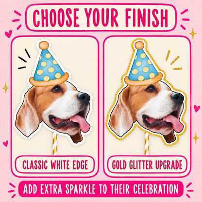Personalised Pet Birthday Cake Topper, Custom Dog or Cat Photo Face Decoration for Pet Birthday and Gotcha Day Party