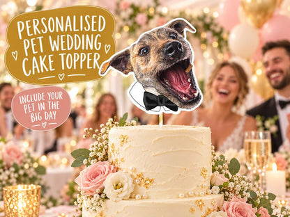 Personalised Pet Wedding Cake Topper, Custom Dog or Cat Photo Decoration, Include Your Pet in Your Wedding Day