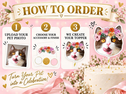 Personalised Pet Wedding Cake Topper, Custom Dog or Cat Photo Decoration, Include Your Pet in Your Wedding Day
