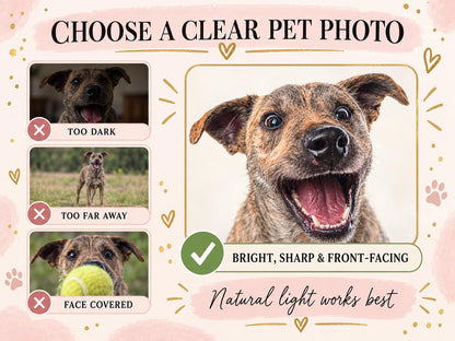 Personalised Pet Birthday Cake Topper, Custom Dog or Cat Photo Face Decoration for Pet Birthday and Gotcha Day Party