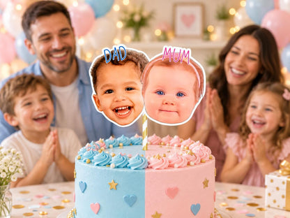 Personalised Baby Photo or Scan Cake Topper, Custom Gender Reveal Baby Shower Christening and First Birthday Decoration
