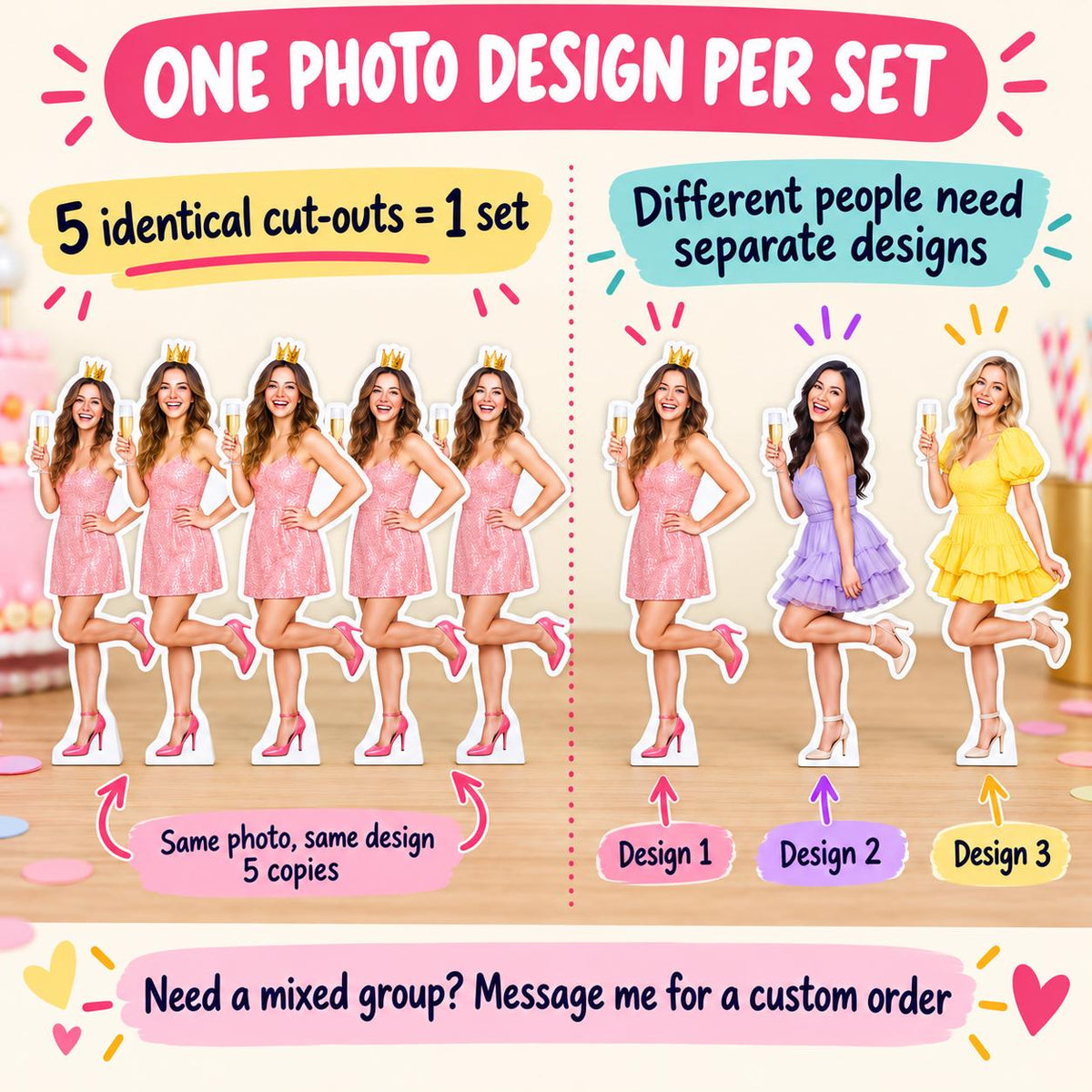 Personalised Tabletop Photo Cutout, Custom Person Standee, Birthday Party Decoration, Hen Party, Graduation or Leaving Gift