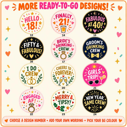 Personalised Wedding Shot Glass Stickers, We Tied the Knot Take a Shot Labels, Custom Wedding Favours, Cups Optional