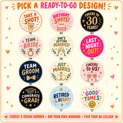 Personalised Birthday Shot Glass Stickers, 18th 21st 30th 40th 50th 60th Party Labels, Photo Cups Optional