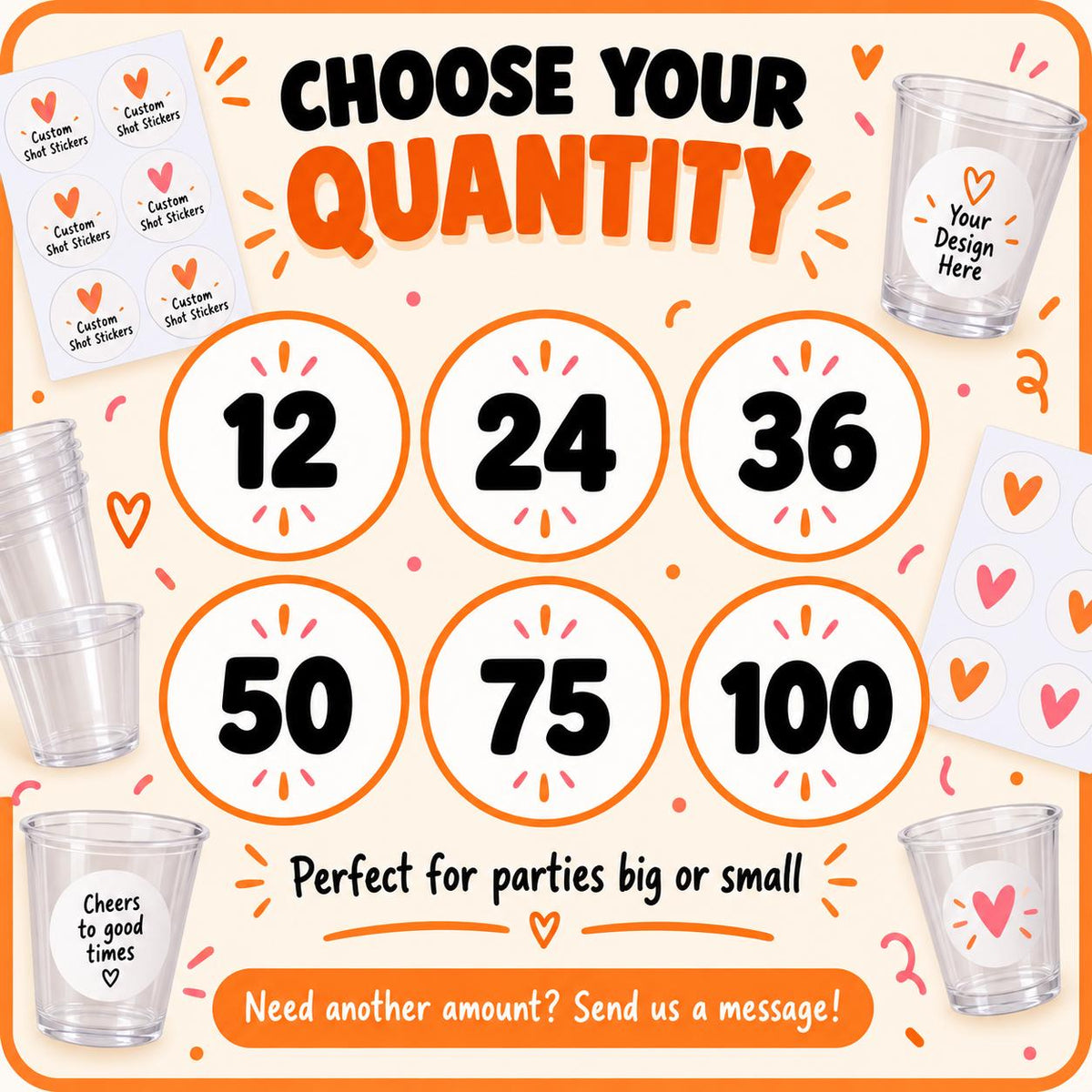 Personalised Birthday Shot Glass Stickers, 18th 21st 30th 40th 50th 60th Party Labels, Photo Cups Optional