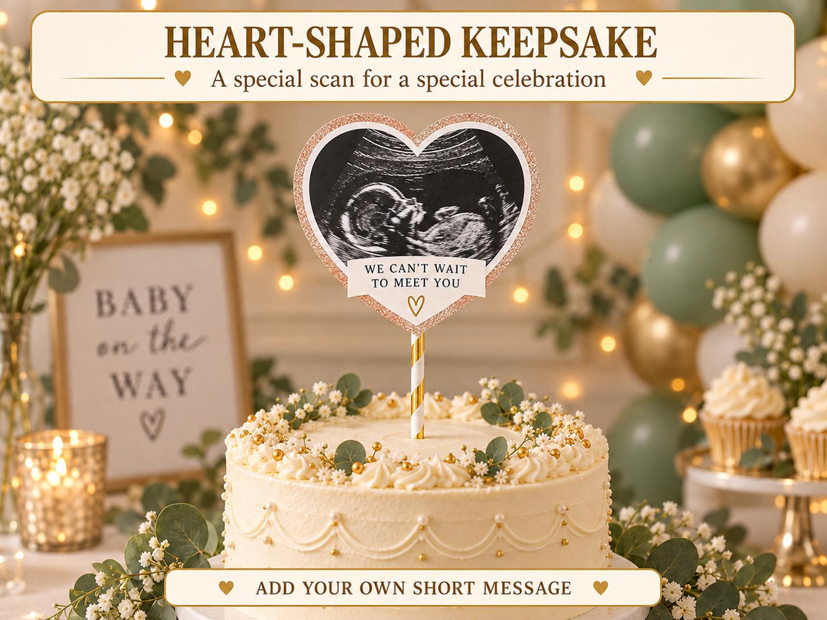 Personalised Baby Scan Cake Topper - Custom Ultrasound Photo for Baby Shower, Pregnancy Announcement & Gender Reveal