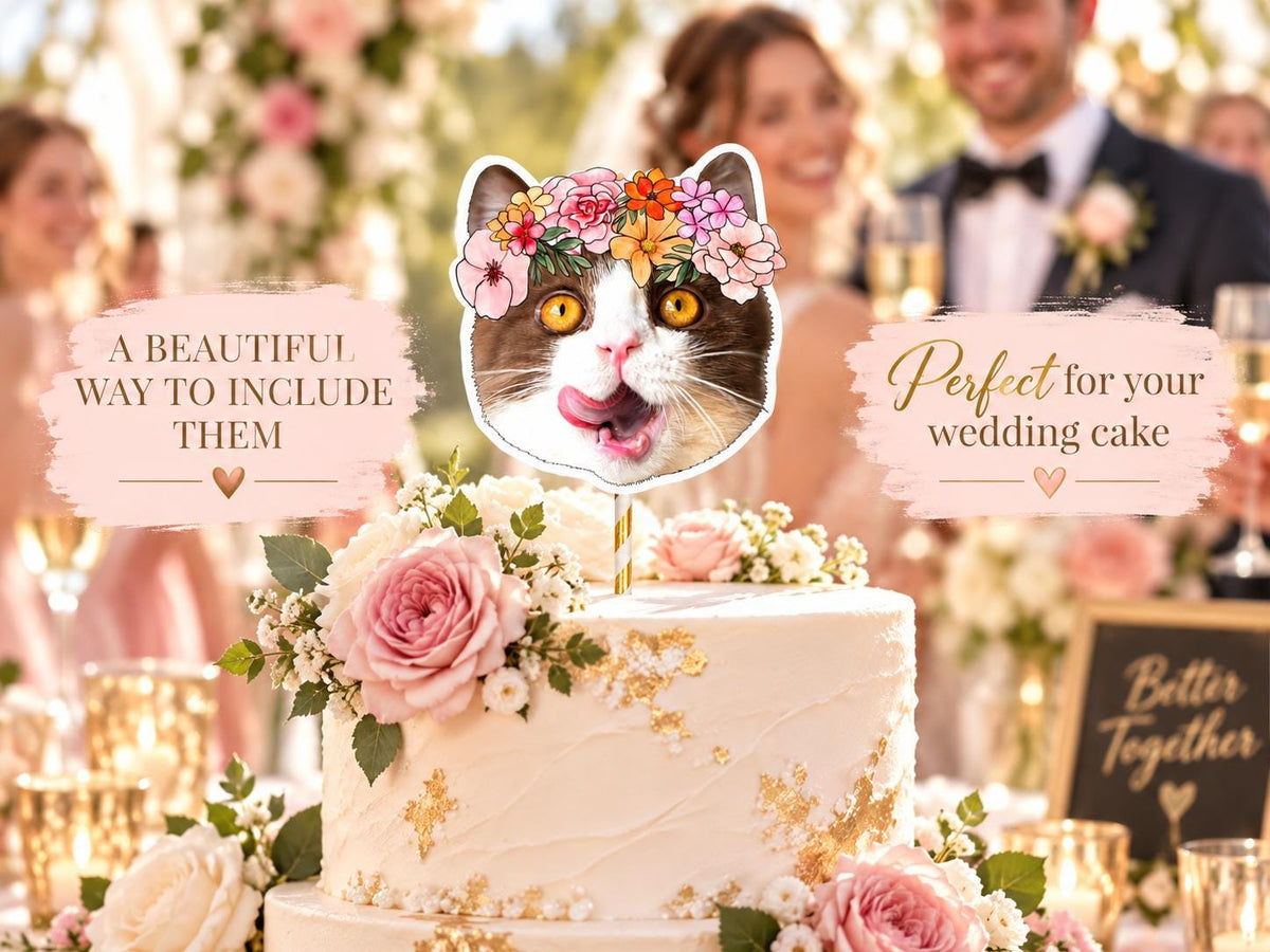 Personalised Pet Wedding Cake Topper, Custom Dog or Cat Photo Decoration, Include Your Pet in Your Wedding Day