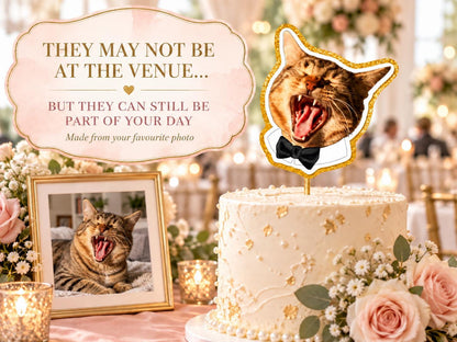 Personalised Pet Wedding Cake Topper, Custom Dog or Cat Photo Decoration, Include Your Pet in Your Wedding Day