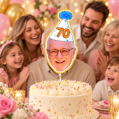 Personalised Milestone Birthday Cake Topper, Custom Face Photo Decoration for 18th 21st 30th 40th 50th 60th 70th 80th