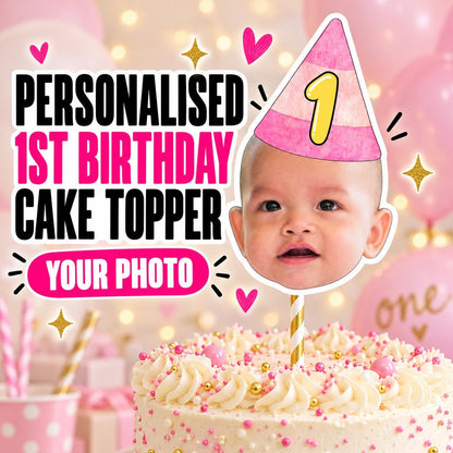 Personalised Baby Photo or Scan Cake Topper, Custom Gender Reveal Baby Shower Christening and First Birthday Decoration