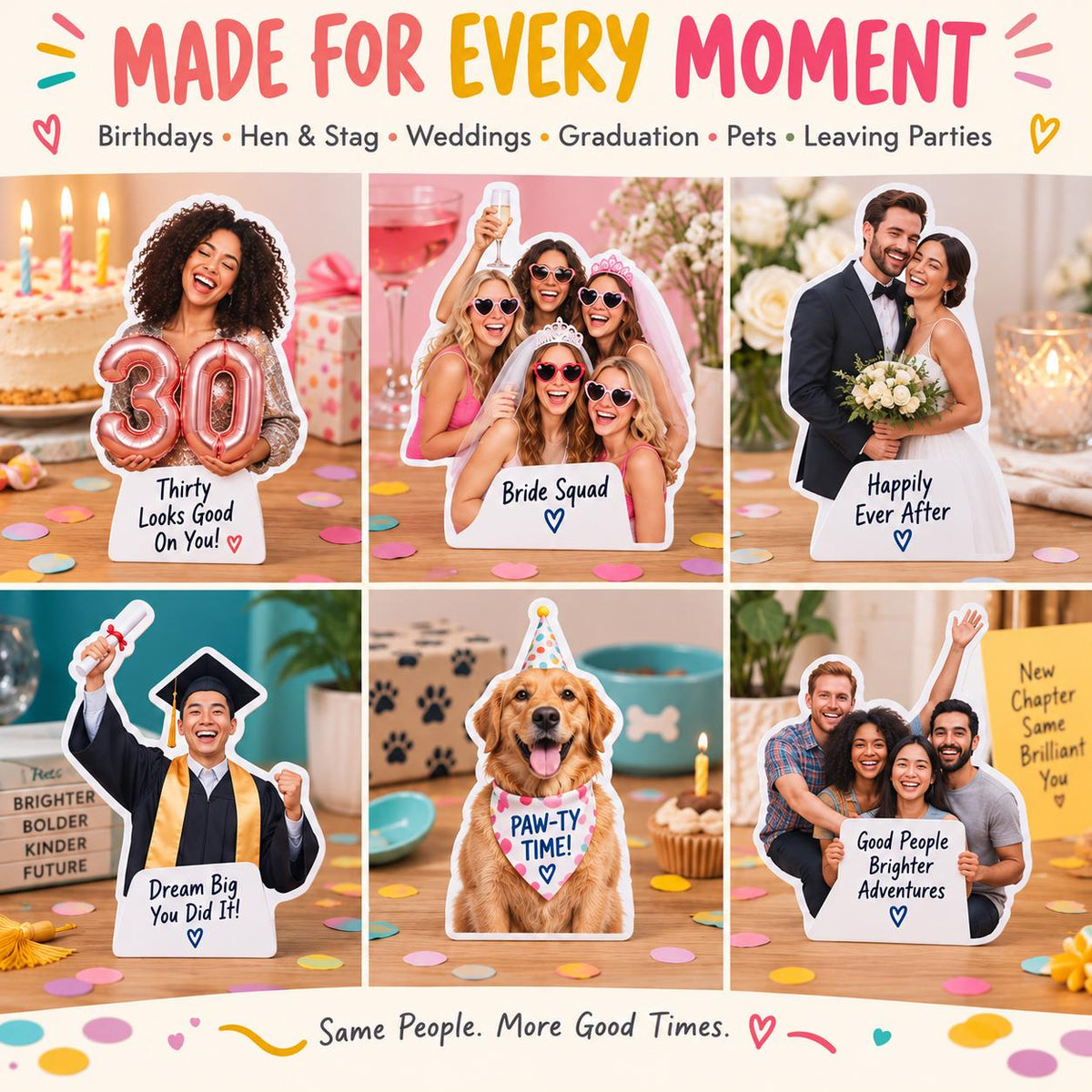 Personalised Tabletop Photo Cutout, Custom Person Standee, Birthday Party Decoration, Hen Party, Graduation or Leaving Gift