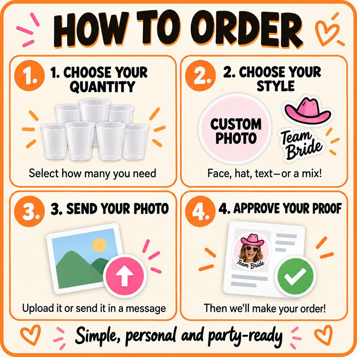 Personalised Wedding Shot Glass Stickers, We Tied the Knot Take a Shot Labels, Custom Wedding Favours, Cups Optional