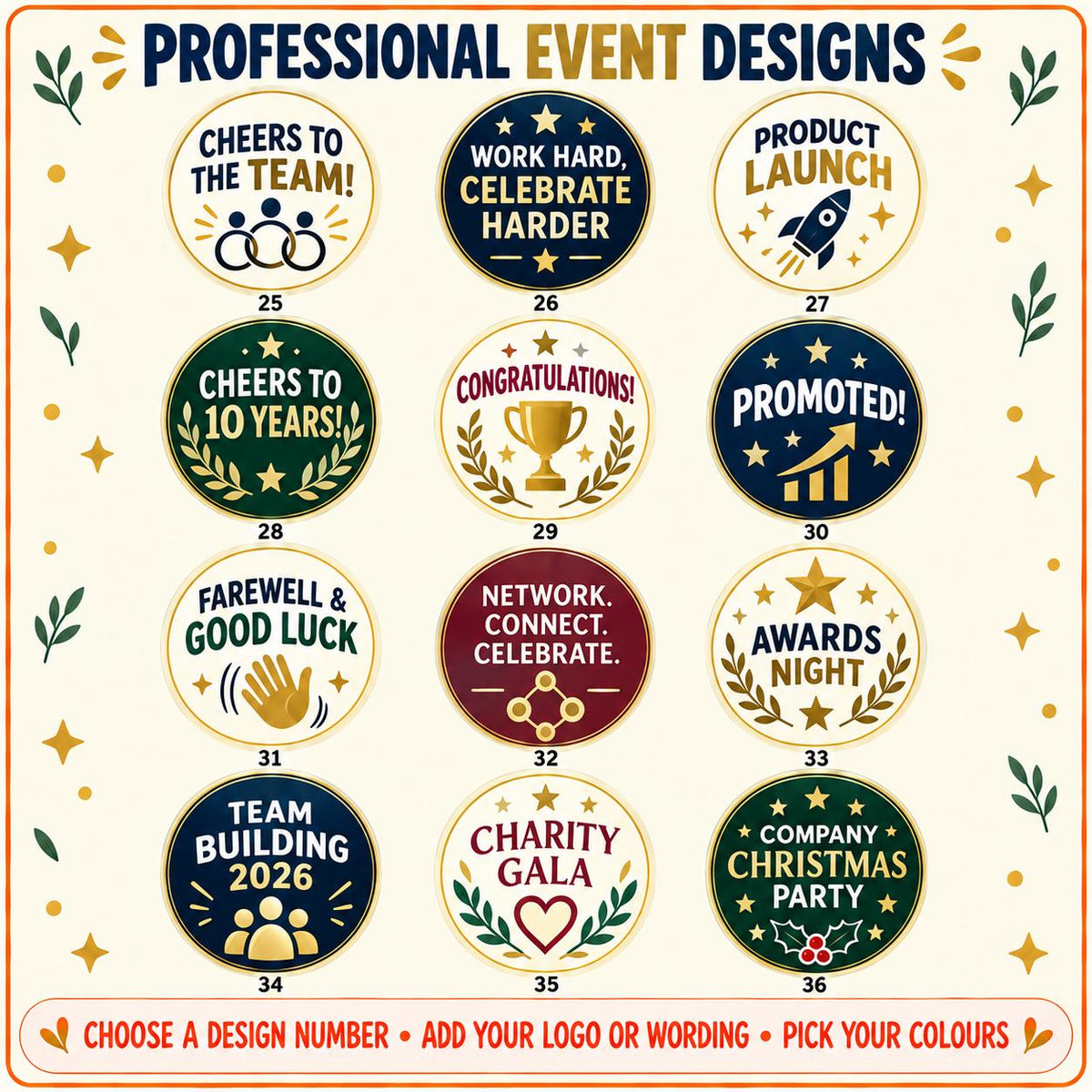 Custom Logo Shot Glass Stickers, Corporate Event Party Labels, Product Launch Work Celebration, Cups Optional