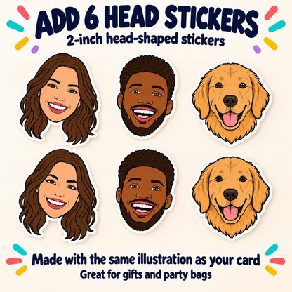 Personalised Milestone Birthday Card | drawing from Photo, Illustrated A5 Custom Face Card for Any Age, Funny Caricature Gift