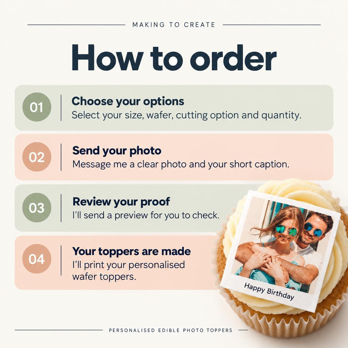 Personalised Edible Photo Cupcake Toppers | Custom Wafer Prints