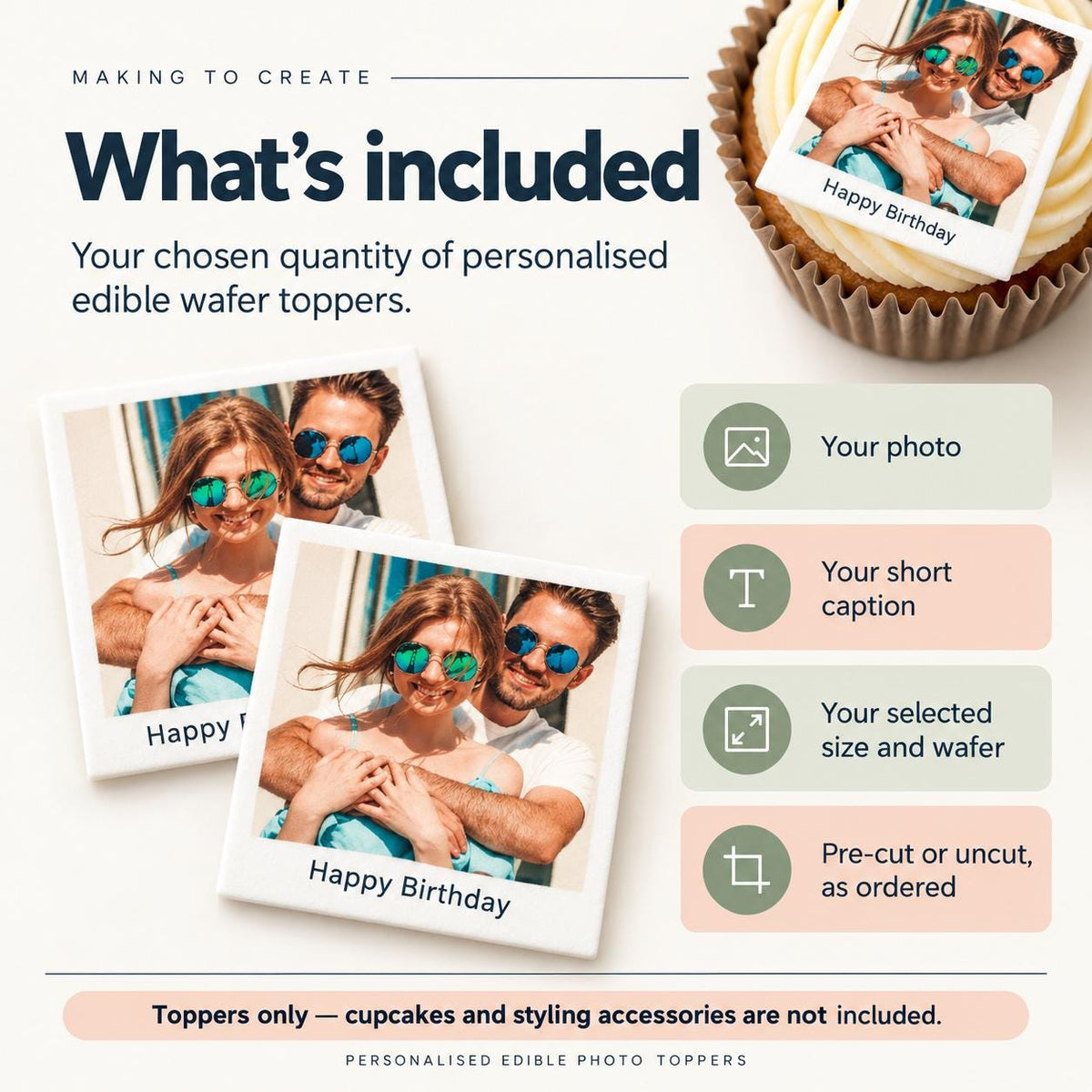 Personalised Edible Photo Cupcake Toppers | Custom Wafer Prints