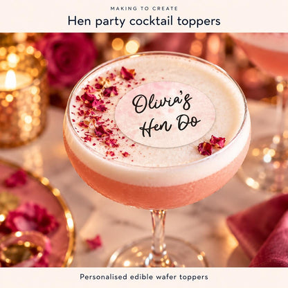 Personalized Edible Cocktail Toppers for Hen Parties, Stag Dos & Weddings - Custom Wafer Sheet Decorations