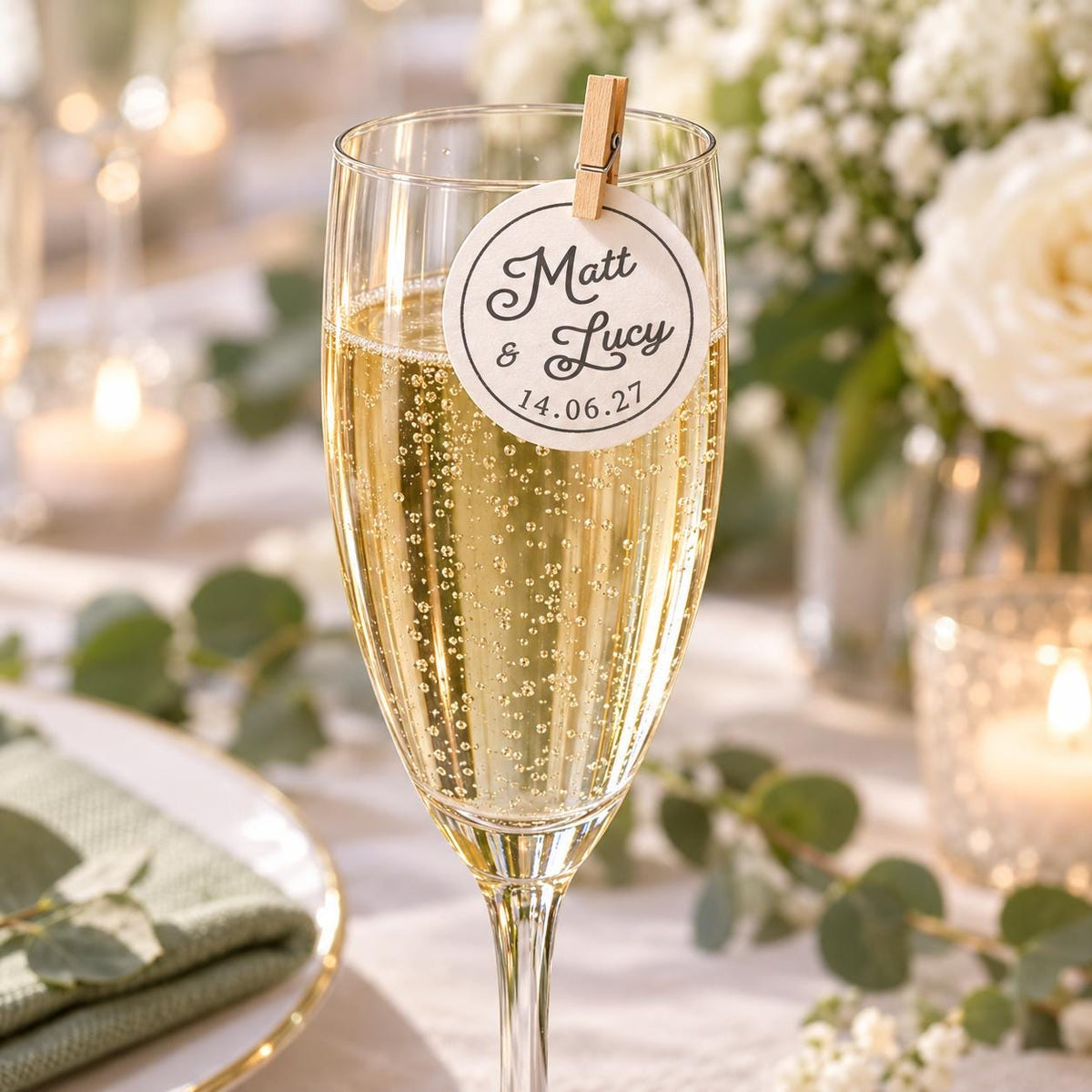Personalised Wildflower Wedding Cocktail Toppers | Edible Wafer Decorations