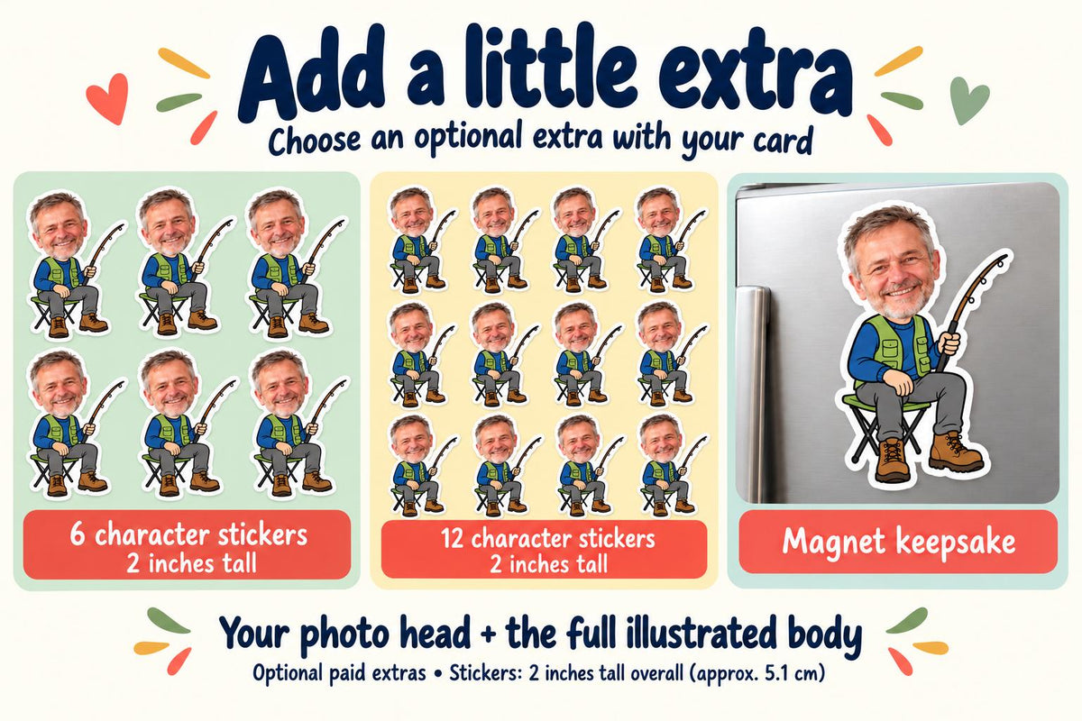 Personalised Fishing Birthday Card | with Photo Head & Name