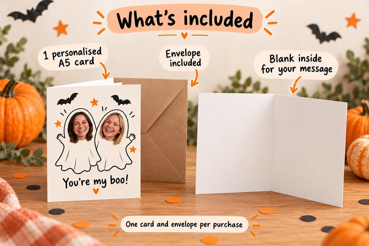 Personalised Halloween Photo Card | You're My Boo Ghost Couple or Friendship