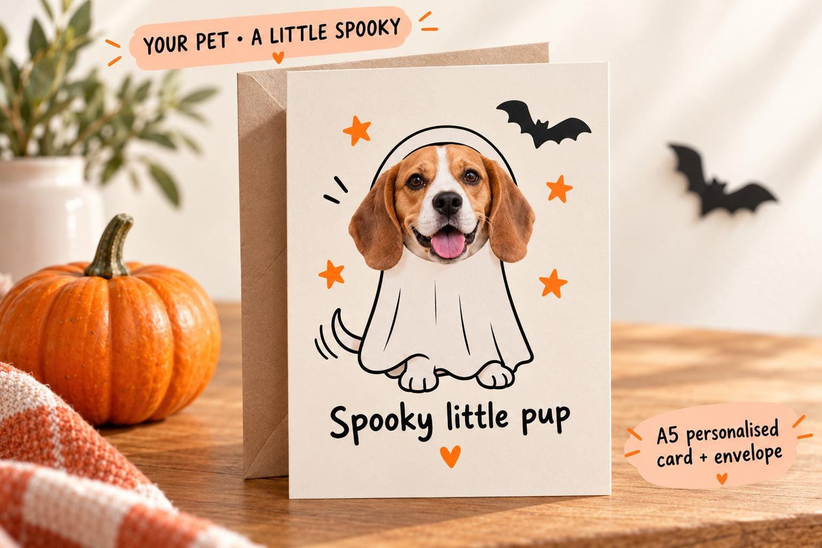 Personalised Dog Halloween Photo Card | Custom Pet Ghost Design