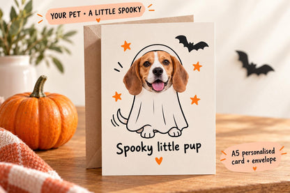 Personalised Dog Halloween Photo Card | Custom Pet Ghost Design
