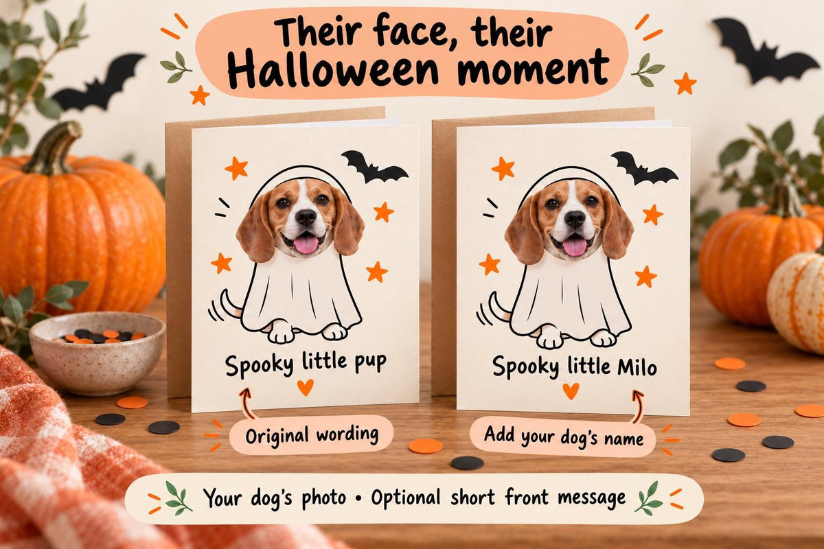 Personalised Dog Halloween Photo Card | Custom Pet Ghost Design