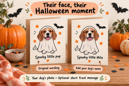Personalised Dog Halloween Photo Card | Custom Pet Ghost Design