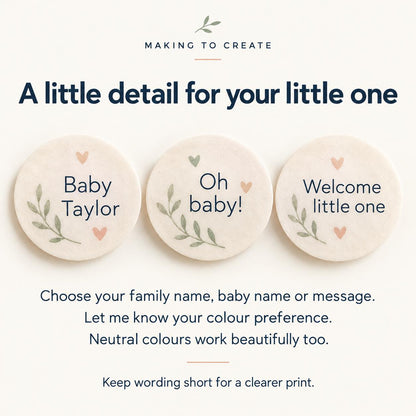 Personalised Baby Shower Cupcake Toppers | Custom Edible Wafer Circles