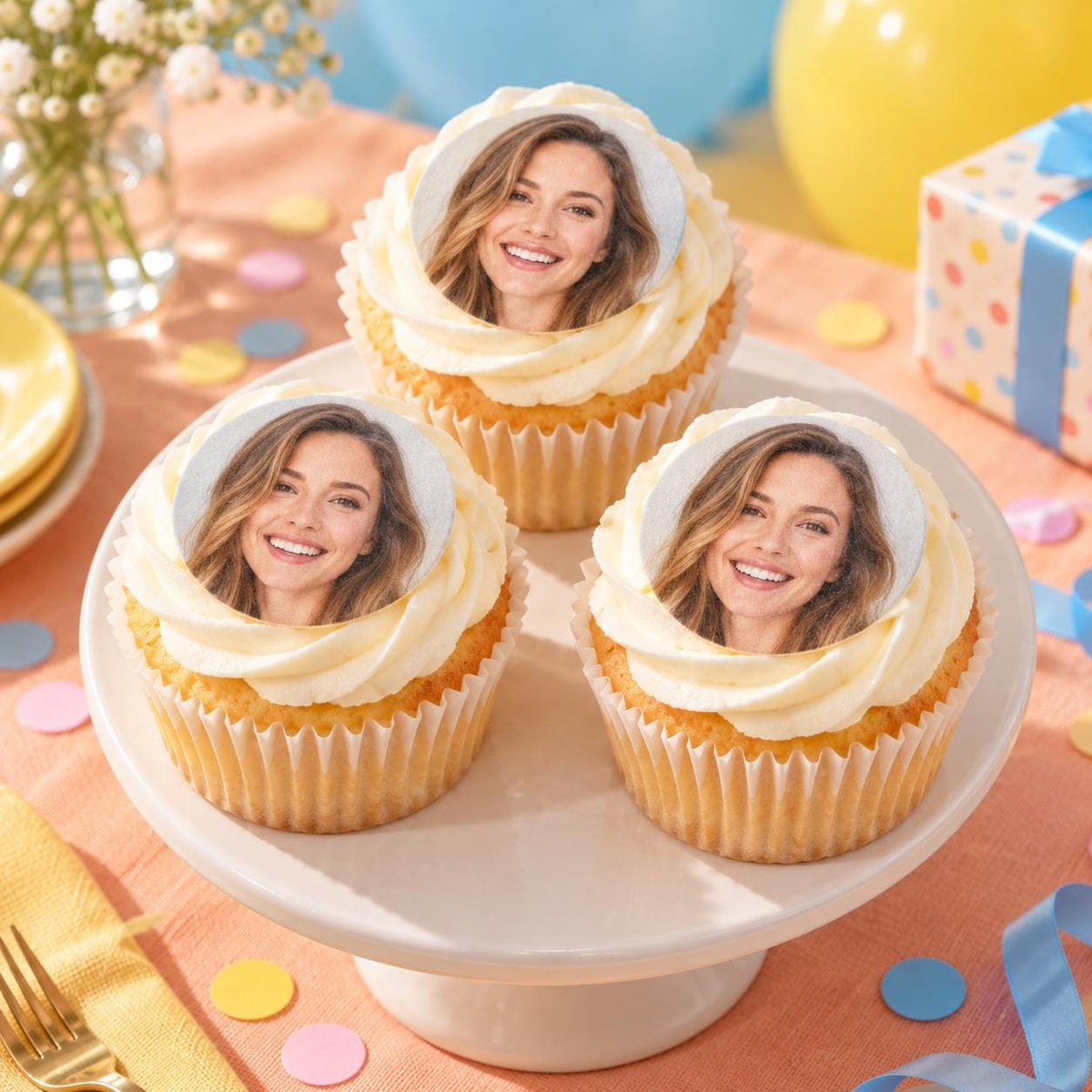 Personalised Baby Shower Cupcake Toppers | Edible Wafer Circles