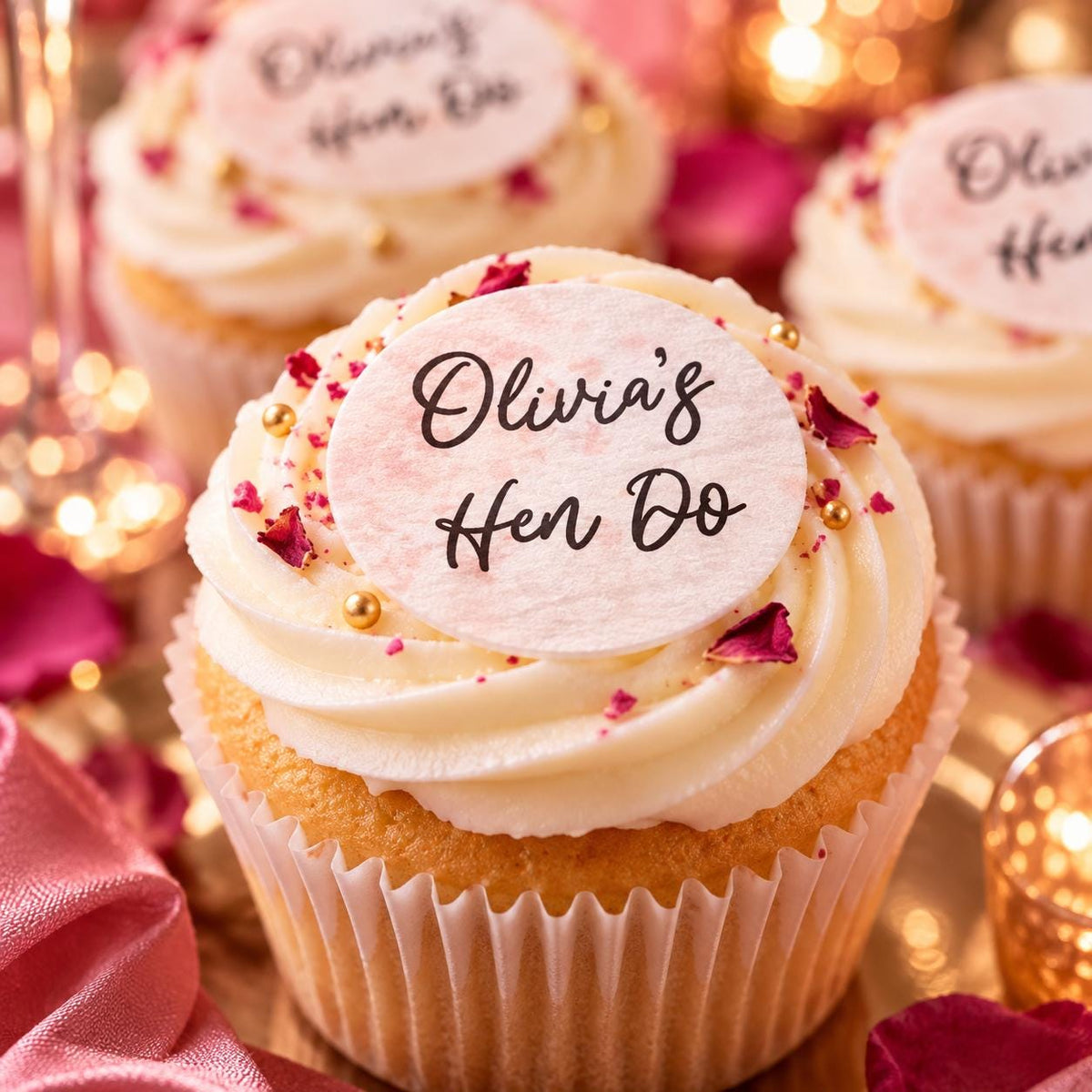 Personalised Hen Do Cupcake Toppers | Edible Wafer Circles
