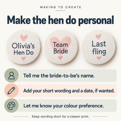 Personalised Hen Do Cupcake Toppers | Edible Wafer Circles
