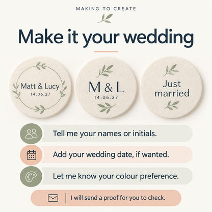 Personalised Wedding Cupcake Toppers | Edible Wafer Circles