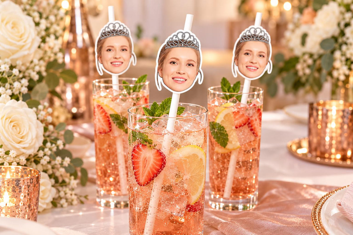 Personalised Wedding Photo Straws | Bride and Groom Face Straws, Custom Couple Drinks Decorations, Wedding Reception Party Straws
