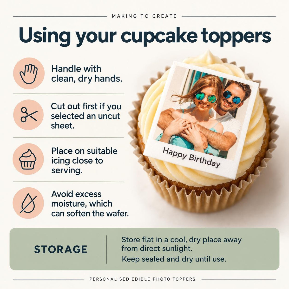 Personalised Edible Photo Cupcake Toppers | Custom Wafer Prints