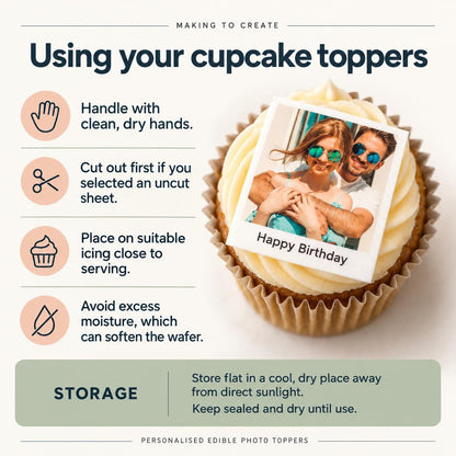 Personalised Edible Photo Cupcake Toppers | Custom Wafer Prints