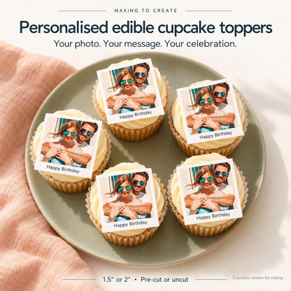 Personalised Edible Photo Cupcake Toppers | Custom Wafer Prints