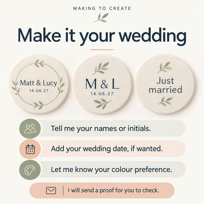 Personalised Wildflower Wedding Cocktail Toppers | Edible Wafer Decorations