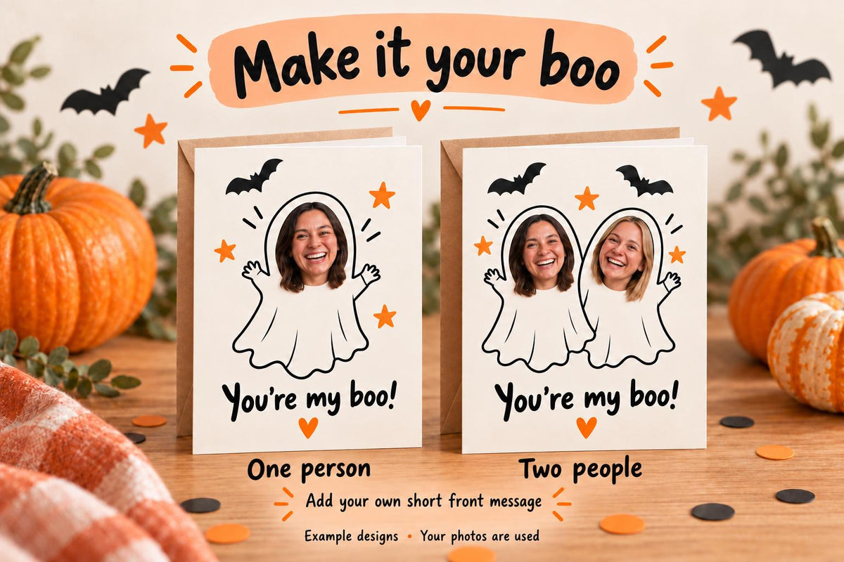 Personalised Halloween Photo Card | You're My Boo Ghost Couple or Friendship