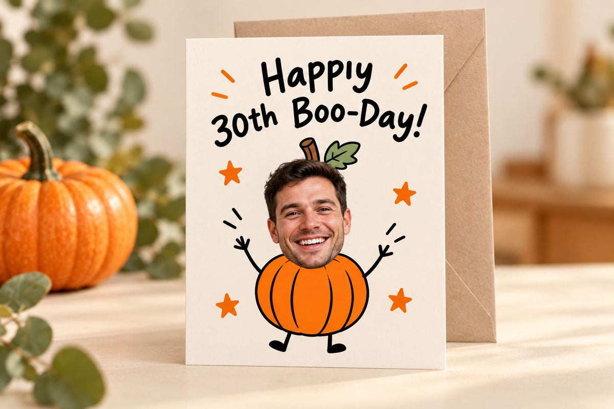Personalised Halloween Birthday Photo Card - Happy Boo-Day Pumpkin