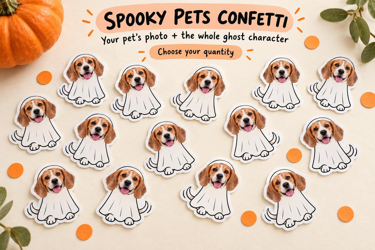 Personalised Dog Halloween Photo Confetti | Ghost Pet Table Scatter