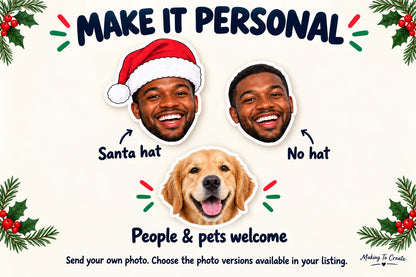 Personalised Christmas Photo Confetti | Santa Hat Face Table Scatter for Family and Pet Parties