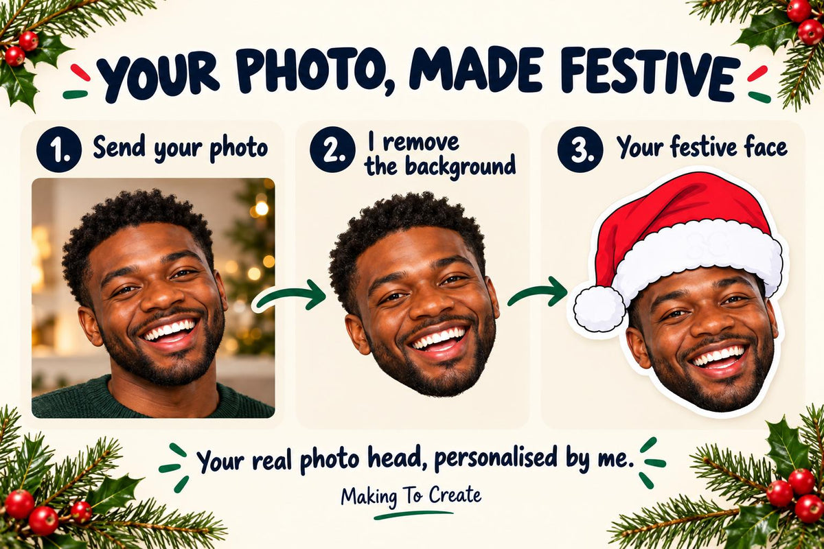 Personalised Christmas Photo Confetti | Santa Hat Face Table Scatter for Family and Pet Parties