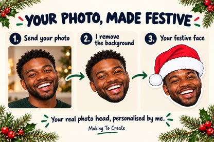 Personalised Christmas Photo Confetti | Santa Hat Face Table Scatter for Family and Pet Parties