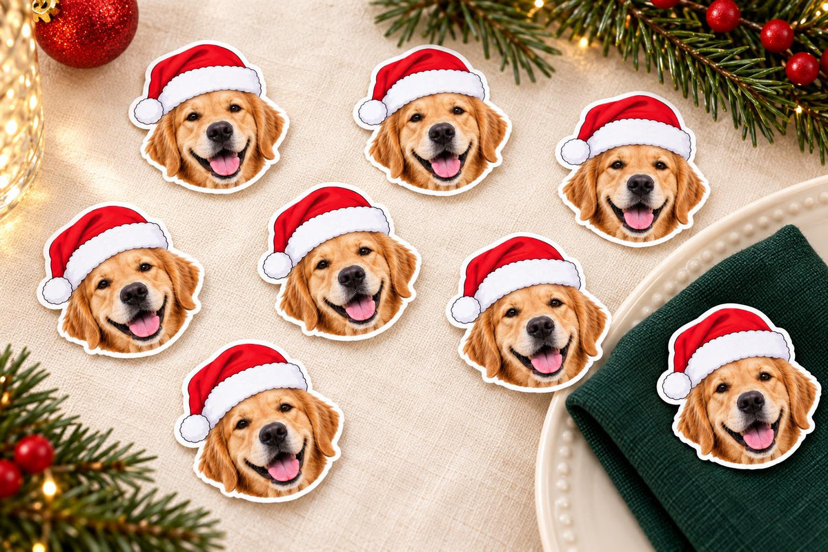 Personalised Christmas Photo Confetti | Santa Hat Face Table Scatter for Family and Pet Parties
